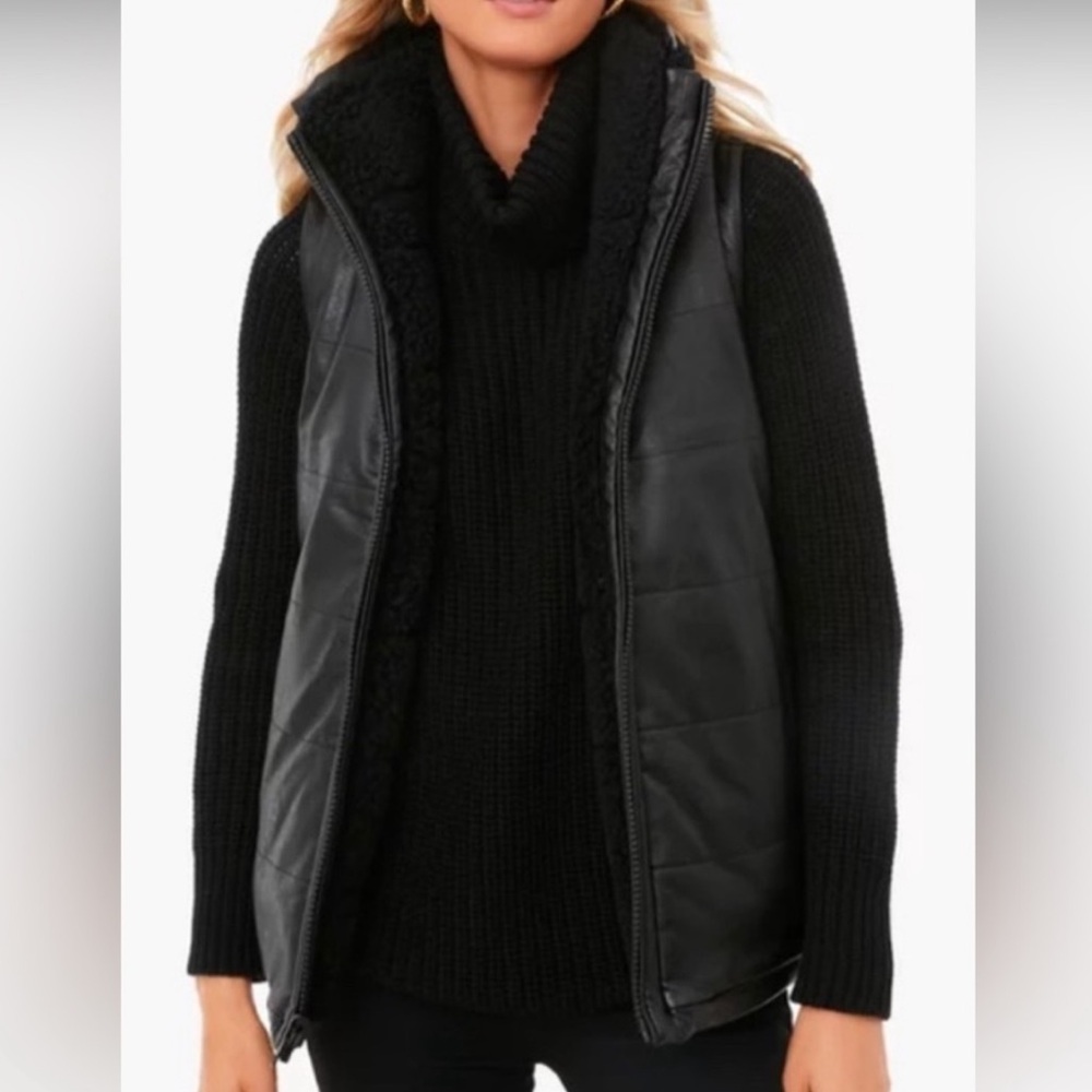 Tuckernuck Beckham reversible Black faux shearling and leather Vest - Picture 3 of 9